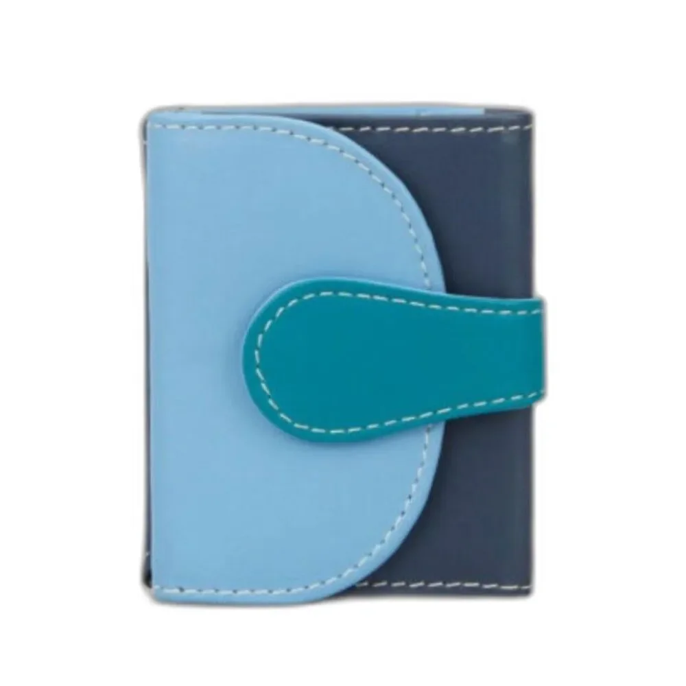 Blue Mini Wallet - Genuine Leather - Made in Italy - Picture 1 of 8